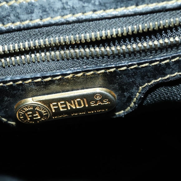 FENDI Pecan Canvas Backpack PVC Brown Black gold Auth ka1008
