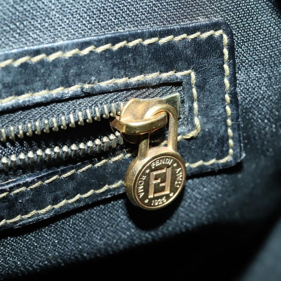 FENDI Pecan Canvas Backpack PVC Brown Black gold Auth ka1008