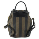 FENDI Pecan Canvas Backpack PVC Brown Black gold Auth ka1008-2