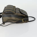 FENDI Pecan Canvas Backpack PVC Brown Black gold Auth ka1008-3
