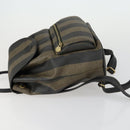 FENDI Pecan Canvas Backpack PVC Brown Black gold Auth ka1008-4