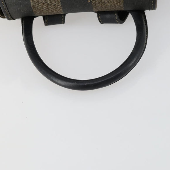 FENDI Pecan Canvas Backpack PVC Brown Black gold Auth ka1008