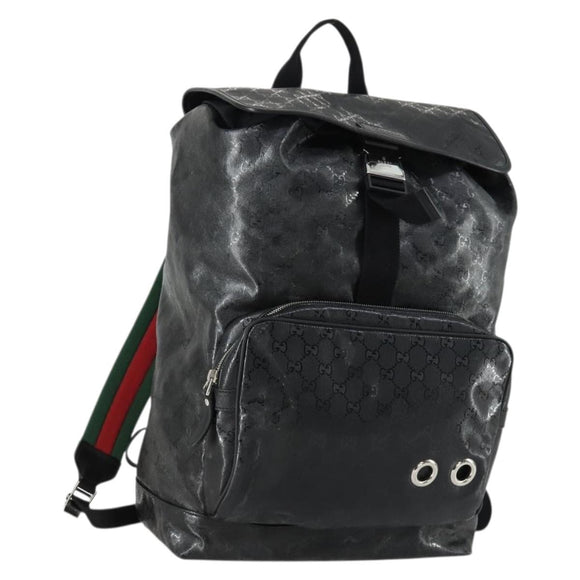 GUCCI GG Implementation Web Sherry Line Backpack Black Silver 347984 Auth ka1009