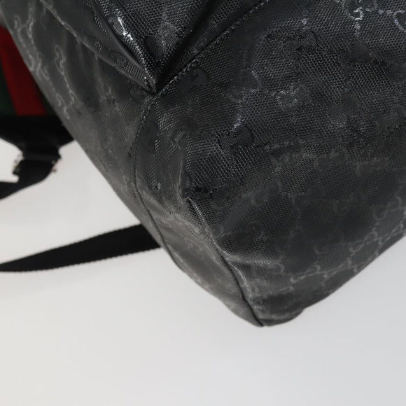 GUCCI GG Implementation Web Sherry Line Backpack Black Silver 347984 Auth ka1009