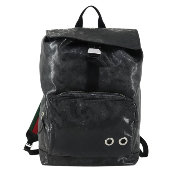 GUCCI GG Implementation Web Sherry Line Backpack Black Silver 347984 Auth ka1009