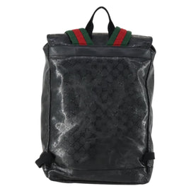 GUCCI GG Implementation Web Sherry Line Backpack Black Silver 347984 Auth ka1009 - 0