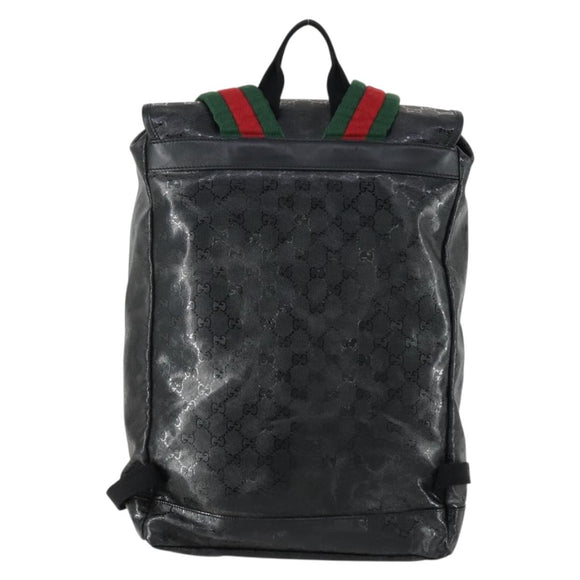 GUCCI GG Implementation Web Sherry Line Backpack Black Silver 347984 Auth ka1009