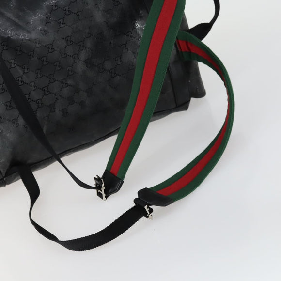 GUCCI GG Implementation Web Sherry Line Backpack Black Silver 347984 Auth ka1009