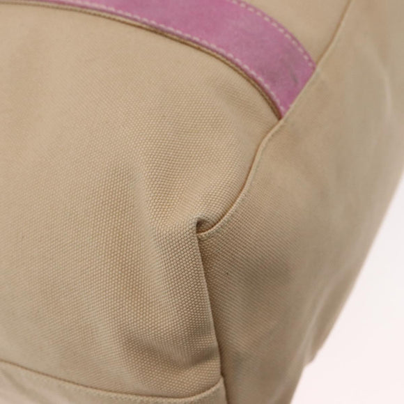 PRADA Tote Bag Canvas Beige Silver Auth ka101