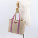 PRADA Tote Bag Canvas Beige Silver Auth ka101-23