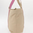 PRADA Tote Bag Canvas Beige Silver Auth ka101-4