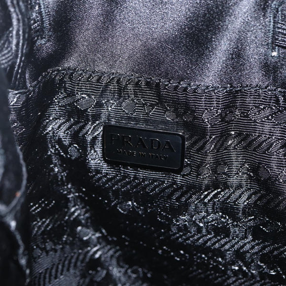 PRADA Purse Hand Bag Satin Black Auth ka1010