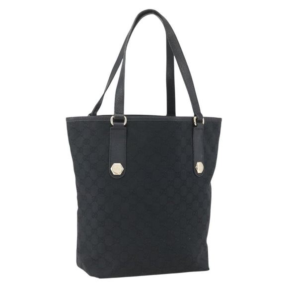 GUCCI GG Canvas Tote Bag Black Gold 153009 Auth ka1012