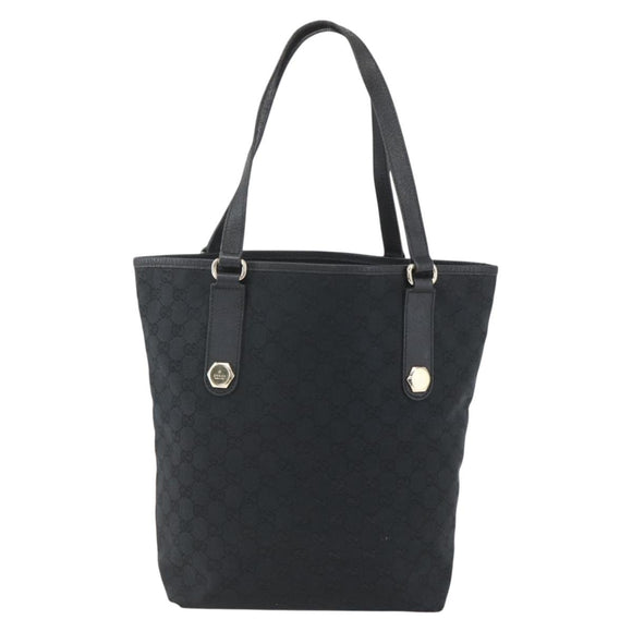 GUCCI GG Canvas Tote Bag Black Gold 153009 Auth ka1012
