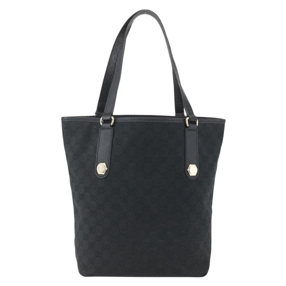 GUCCI GG Canvas Tote Bag Black Gold 153009 Auth ka1012