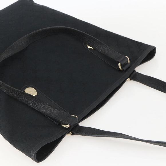 GUCCI GG Canvas Tote Bag Black Gold 153009 Auth ka1012