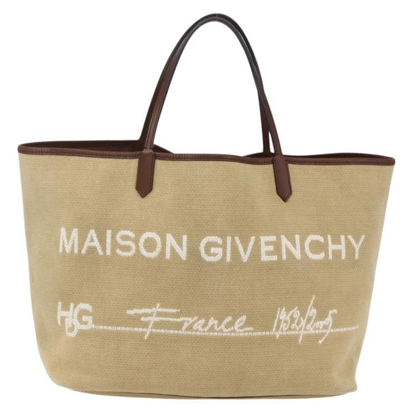 GIVENCHY Tote Bag Canvas Beige Auth ka1015