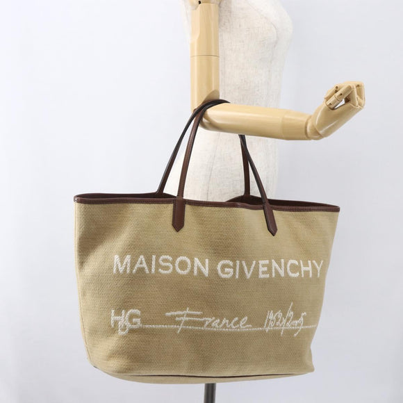 GIVENCHY Tote Bag Canvas Beige Auth ka1015