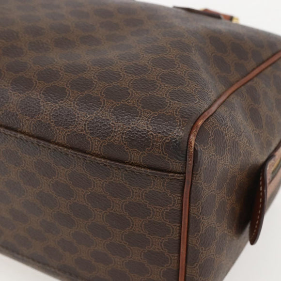 CELINE Macadam Canvas Hand Bag Leather Brown Gold Auth ka1018