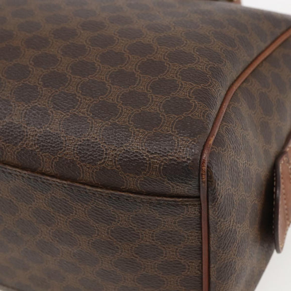 CELINE Macadam Canvas Hand Bag Leather Brown Gold Auth ka1018