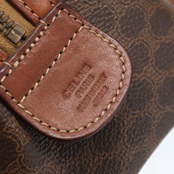 CELINE Macadam Canvas Hand Bag Leather Brown Gold Auth ka1018