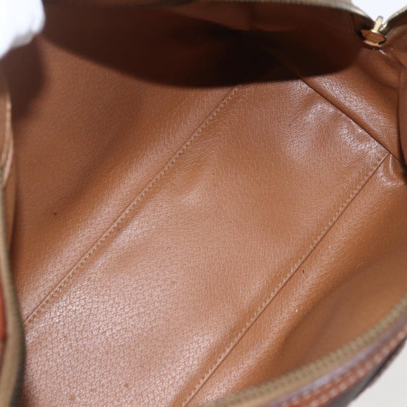 CELINE Macadam Canvas Hand Bag Leather Brown Gold Auth ka1018