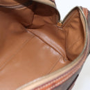 CELINE Macadam Canvas Hand Bag Leather Brown Gold Auth ka1018-19