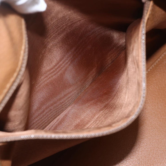 CELINE Macadam Canvas Hand Bag Leather Brown Gold Auth ka1018