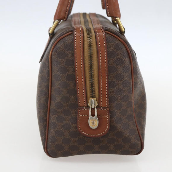 CELINE Macadam Canvas Hand Bag Leather Brown Gold Auth ka1018