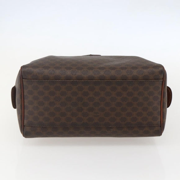 CELINE Macadam Canvas Hand Bag Leather Brown Gold Auth ka1018