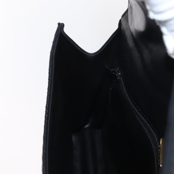 BALLY Hand Bag Leather Black Gold Auth ka1020