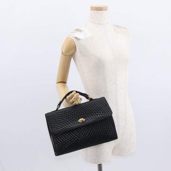 BALLY Hand Bag Leather Black Gold Auth ka1020