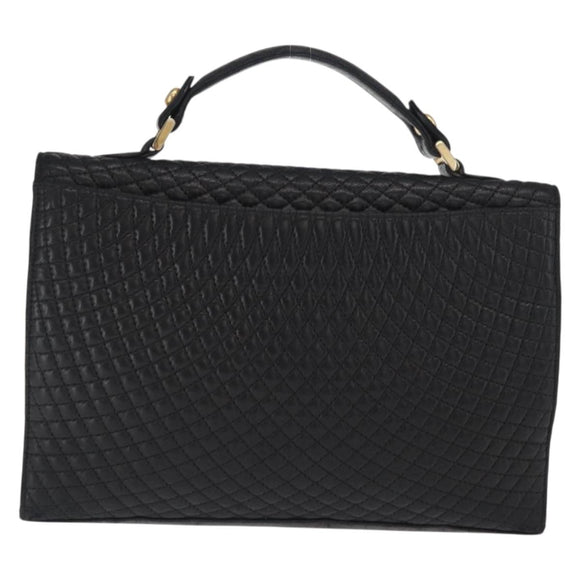 BALLY Hand Bag Leather Black Gold Auth ka1020