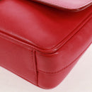 PRADA Chain Shoulder Bag Safiano leather Red Silver Auth ka1025V-12