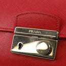 PRADA Umhängetasche Kette Saffianoleder Rot Silber Auth ka1025V-19