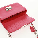 PRADA Umhängetasche Kette Saffianoleder Rot Silber Auth ka1025V-20