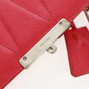 PRADA Umhängetasche Kette Saffianoleder Rot Silber Auth ka1025V-9