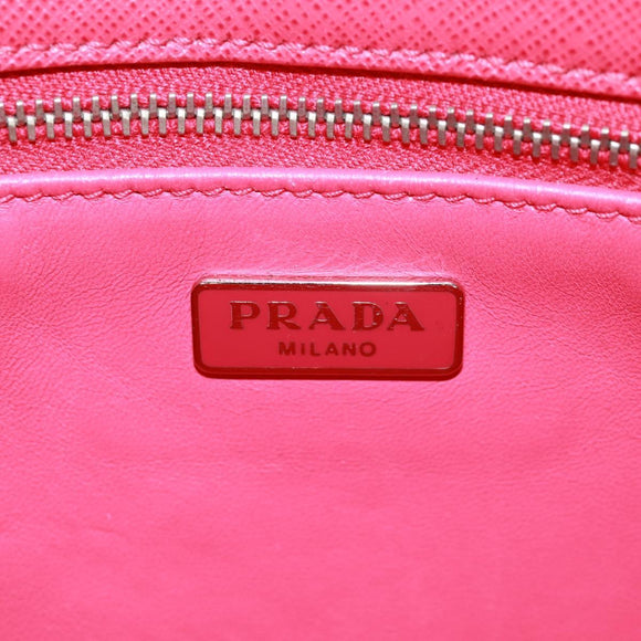 PRADA Umhängetasche Kette Saffianoleder Rot Silber Auth ka1025V