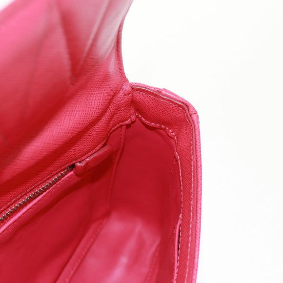 PRADA Umhängetasche Kette Saffianoleder Rot Silber Auth ka1025V
