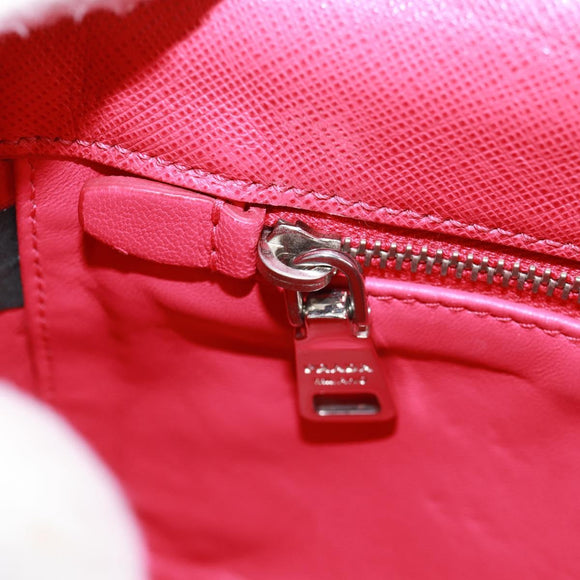 PRADA Umhängetasche Kette Saffianoleder Rot Silber Auth ka1025V