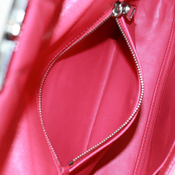 PRADA Chain Shoulder Bag Safiano leather Red Silver Auth ka1025V