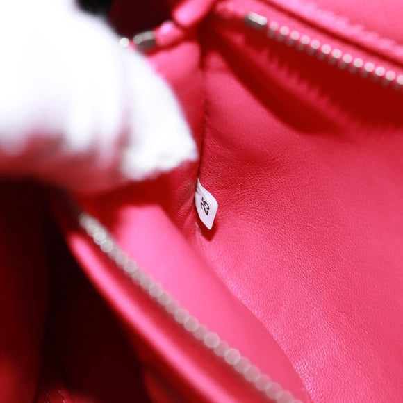 PRADA Umhängetasche Kette Saffianoleder Rot Silber Auth ka1025V