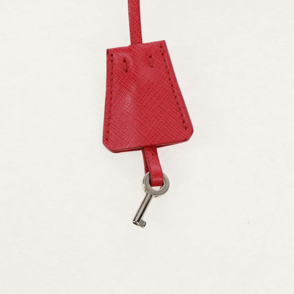 PRADA Umhängetasche Kette Saffianoleder Rot Silber Auth ka1025V