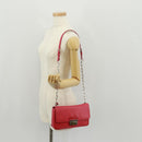 PRADA Chain Shoulder Bag Safiano leather Red Silver Auth ka1025V-26