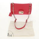 PRADA Umhängetasche Kette Saffianoleder Rot Silber Auth ka1025V-12