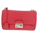 PRADA Umhängetasche Kette Saffianoleder Rot Silber Auth ka1025V-13
