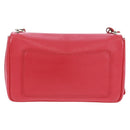 PRADA Umhängetasche Kette Saffianoleder Rot Silber Auth ka1025V-2
