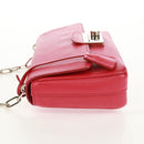 PRADA Chain Shoulder Bag Safiano leather Red Silver Auth ka1025V-4