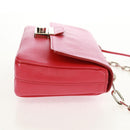 PRADA Umhängetasche Kette Saffianoleder Rot Silber Auth ka1025V-4