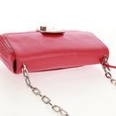 PRADA Umhängetasche Kette Saffianoleder Rot Silber Auth ka1025V-6